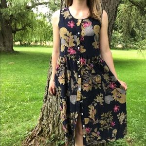 Sleeveless Floral Button Up Dress